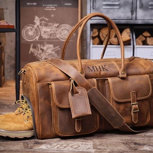 Personalisierte Herren Reisetasche, Vollnarbenleder Seesack, Monogramm Seesack, Wochenend Gepäcktasche, Einzigartige Weihnachtsgeschenke, Handgemachte Tasche