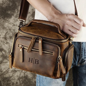 Borsa a tracolla in pelle personalizzata per macchina fotografica, regali per uomo/donna, borsa per macchina fotografica professionale per fotografi Nikon, Canon, Sony, custodia per macchina fotografica DSLR