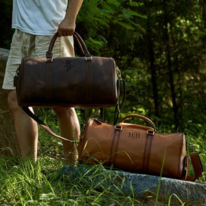Personalized Groomsmen Gift, Full Grain Leather Duffel Bag, Weekend Bag with shoe Pouch, Overnight Bag, Gift for Him, Unique Christmas Gifts
