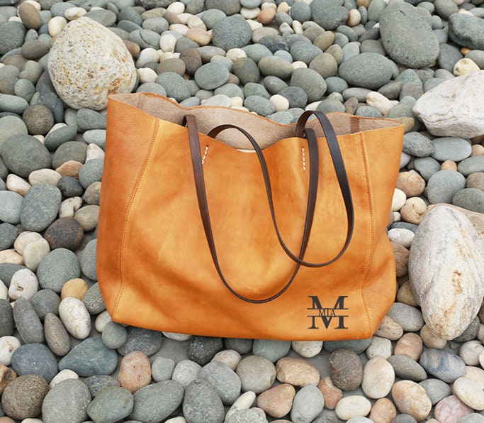 Personalized Bridesmaid Gift, Leather Tote Bag, Christmas Gift, Mother&#39;s Day Gift, Anniversary Gift for Women, Large Diaper Bag, Shopper Bag
