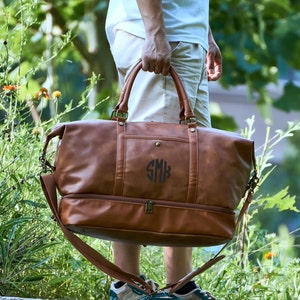 Bolsa de viaje personalizada con compartimento para zapatos, regalos de Navidad, bolsa de piel para padrinos de boda, regalos para hombres, bolsa de gimnasio para viajes cortos