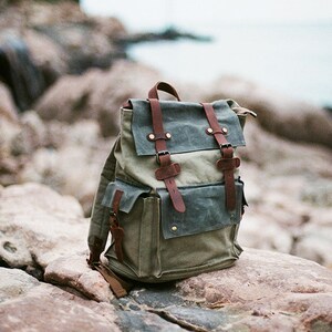 Handcrafted Waxed Canvas Backpacklarge Hiking Rucksacktravel - Etsy