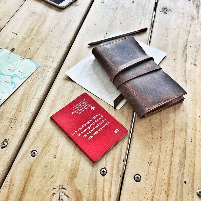 Custom Leather Travel Card Wallet Brown Ticket Holder Etsy