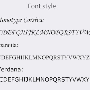 May include: A visual comparison of three different font styles: Monotype Corsiva, Aparajita, and Verdana. The alphabet is displayed in each font style.