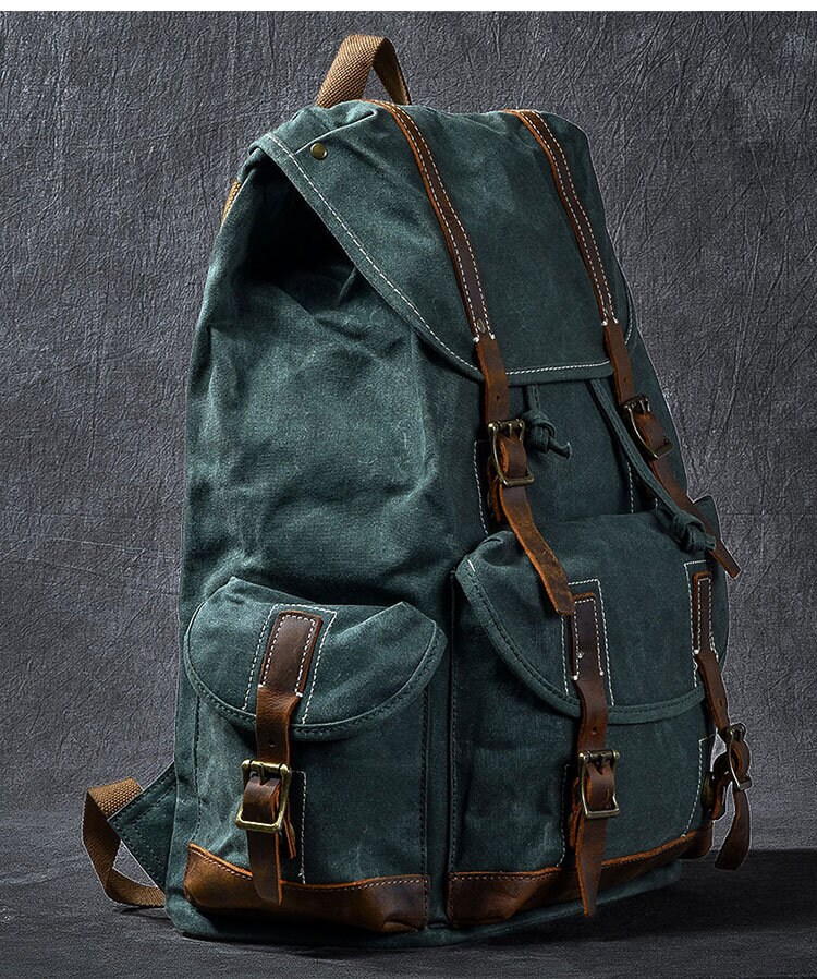 Waxed Canvas Backpack Handmade Rucksack School Backpack Etsy
