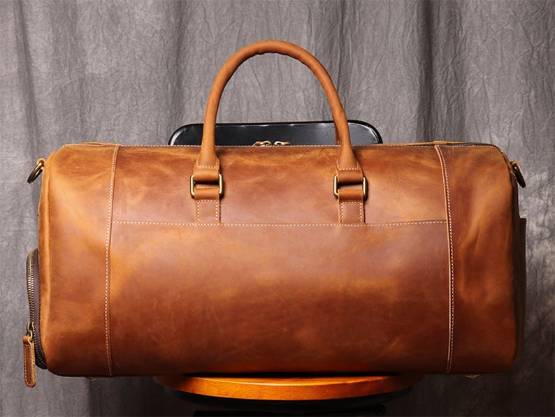 Personalized Mens Travel Bag Full Grain Leather Duffel Bag Etsy Canada