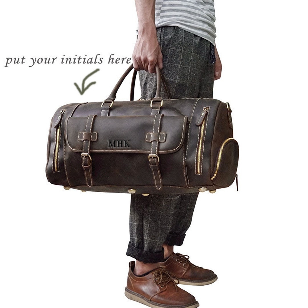 Handmade Duffle Bag With Shoes Space Personalized Leather - Etsy