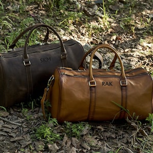 Personalized Gifts for Him, Groomsmen Gifts, Carry on Luggage with shoe Pouch, Overnight Bag, Gym Bag, Leather Duffel Bag, Christmas Gifts