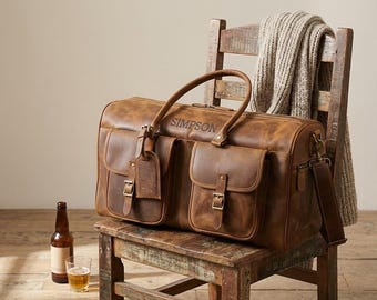 Bolsa de viagem personalizada em couro integral: bagagem de viagem com monograma