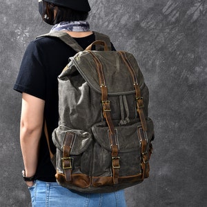 Waxed Canvas Backpack, Handmade Rucksack, School Backpack, Mens Laptop ...