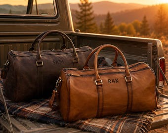 Personalized Gifts for Him, Groomsmen Gifts, Carry on Luggage with shoe Pouch, Overnight Bag, Gym Bag, Leather Duffel Bag, Christmas Gifts