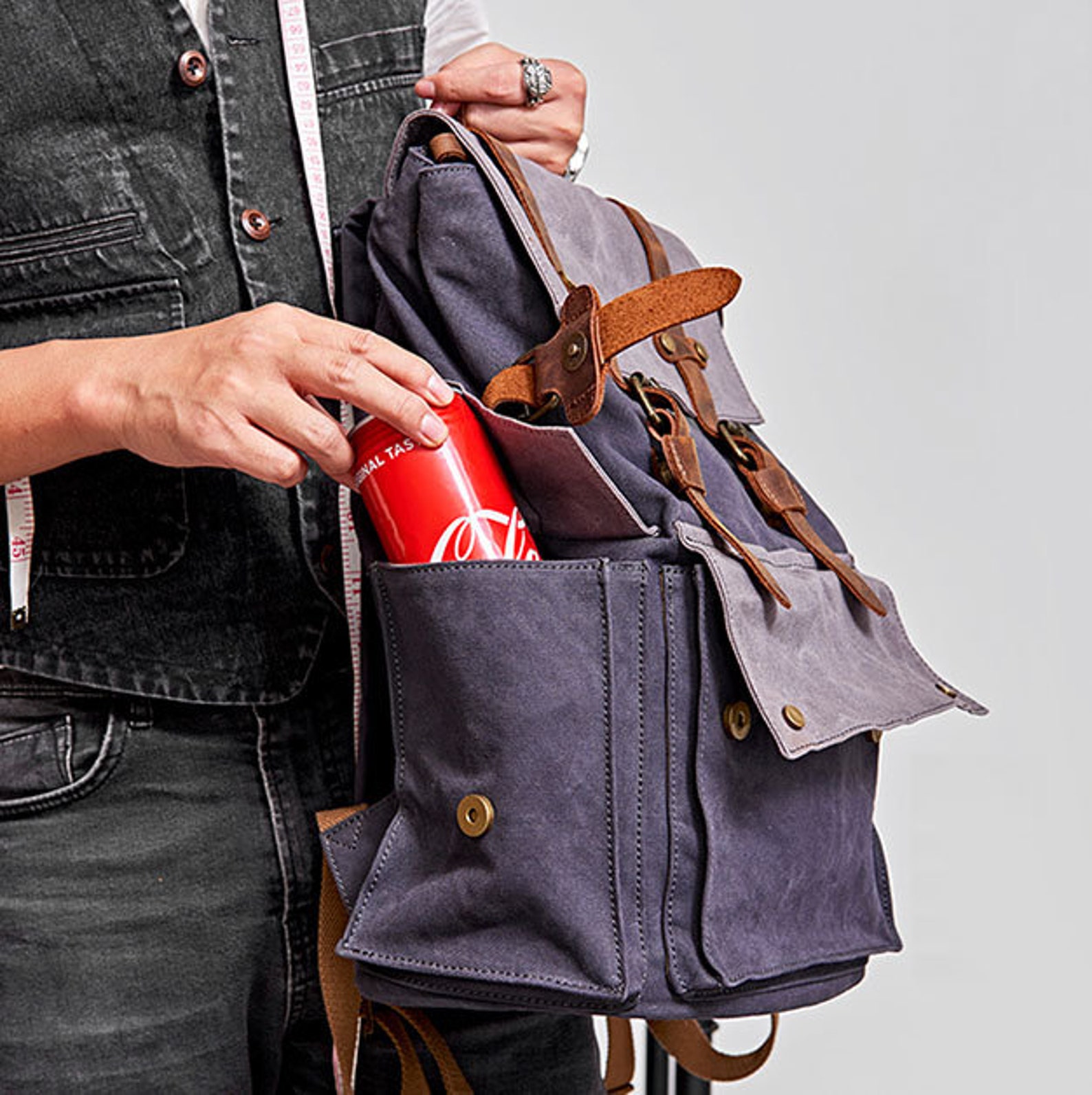 Waxed Canvas Travel Backpack Canvas Leather Hiking Rucksack Etsy