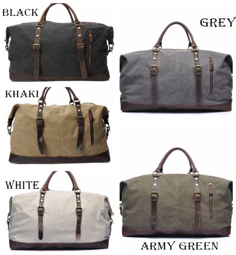 Personalized Leather Canvas Duffle Bag, Groomsmen Weekender Bag, Overnight Bag, Holdall Luggage Bag,Father's Gift,Carry-on Bag,Gifts for Him image 7