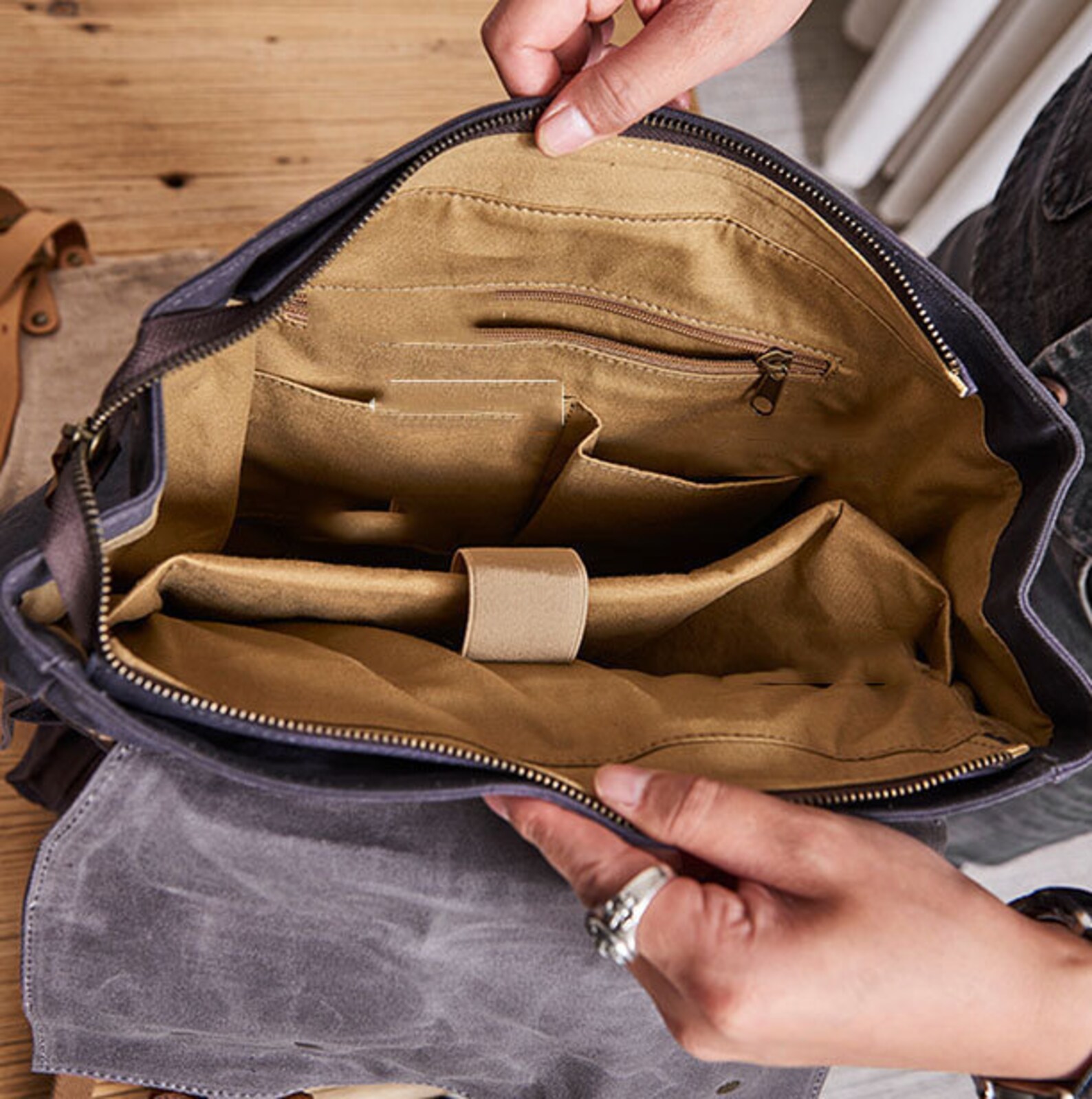 Waxed Canvas Travel Backpack Canvas Leather Hiking Rucksack Etsy