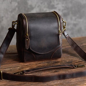 Personalized Rustic Leather Camera Bag, Multipurpose Men's Leather Bag ...