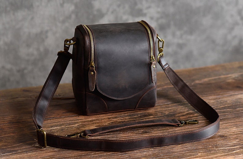 Personalized Rustic Leather Camera Bag Multipurpose Men's - Etsy