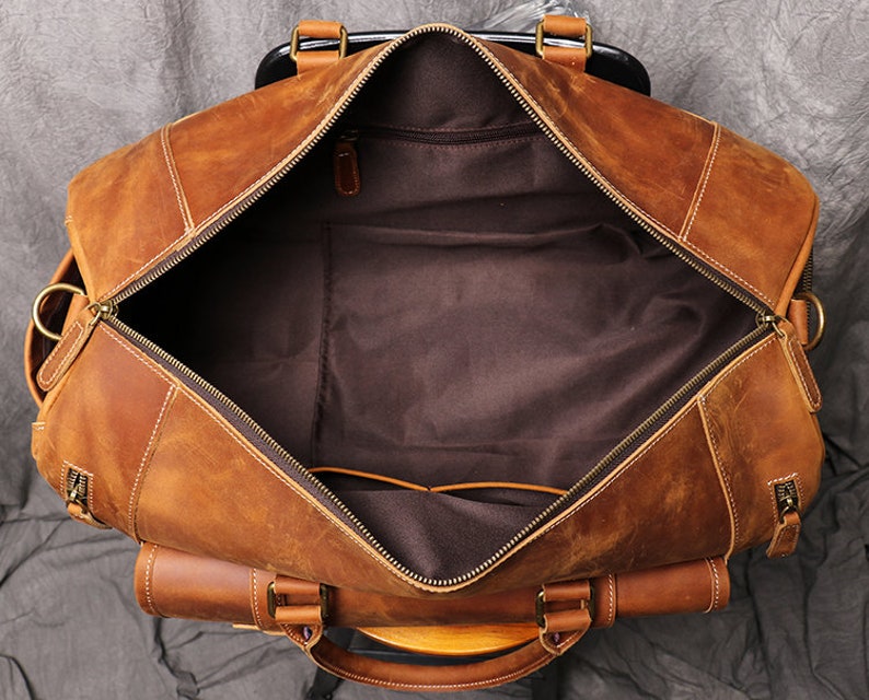 Personalized Mens Travel Bag Full Grain Leather Duffel Bag Etsy Canada