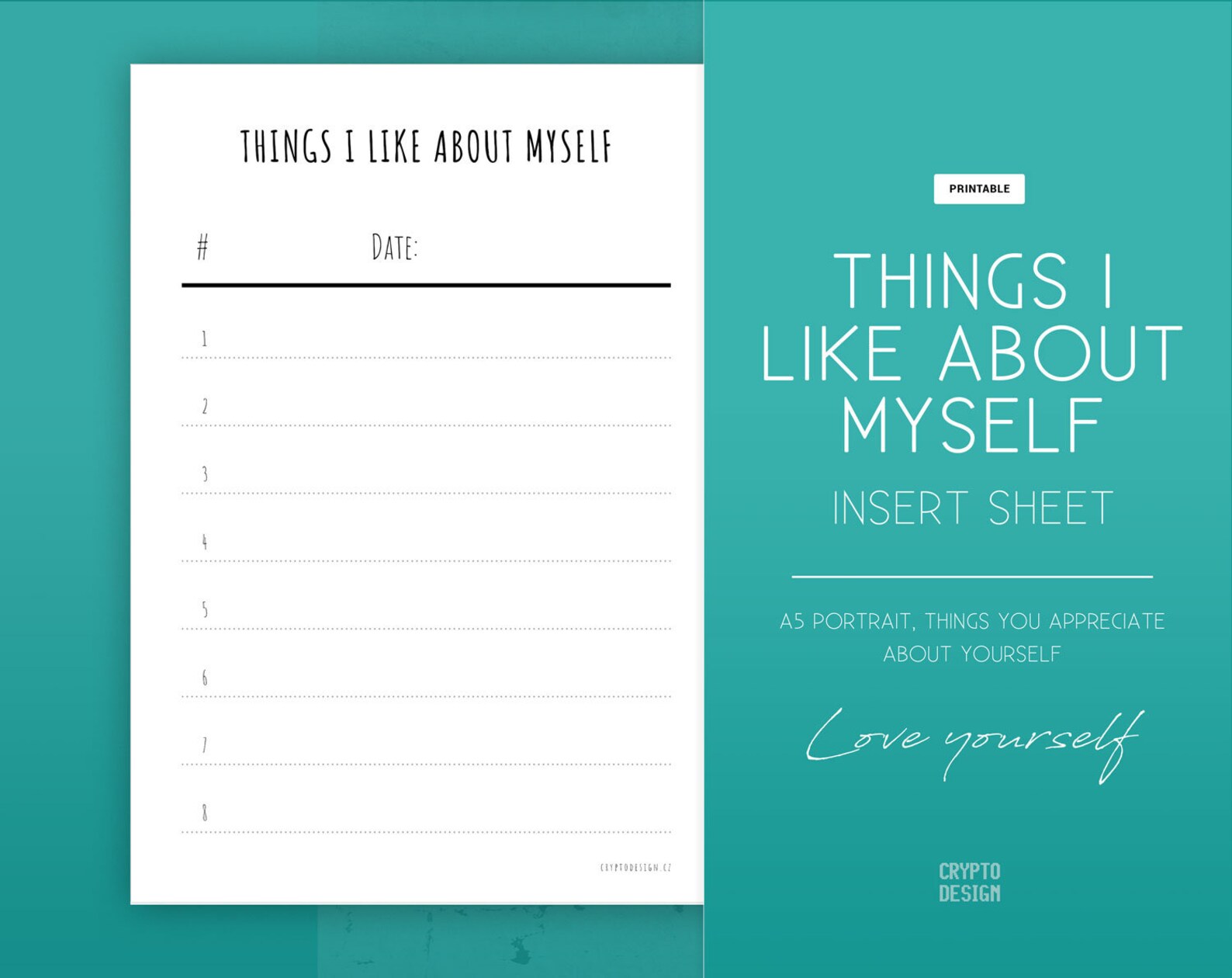 Things I Like About Myself For Printable PDF A5 Portrait | Etsy