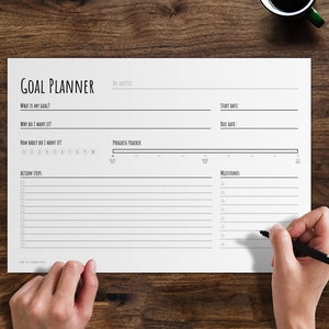 Goal Planner Insert Printable PDF A4 landscape Instant Download