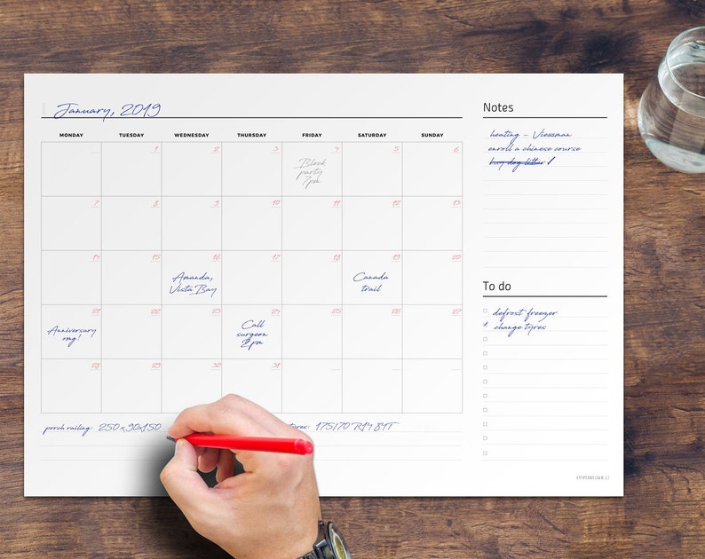 Undated Desk Pad Monthly Planner Blank Printable PDF A2 A3 Etsy