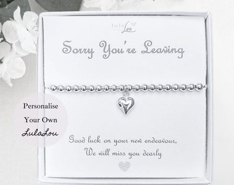 Sterling Silver , Personalised Sorry You're Leaving Bracelet Thoughtful Gift Ideas for Work Colleague | Goodbye Co-Worker New Job Jewellery