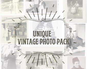 Unique Vintage Antique Photo Pack, DIGITAL DOWNLOAD, unique portraits, quirky old antique photos, ephemera, junk journal, collage