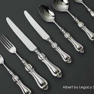 Albert Sterling Silver Table Knife, Table Fork and Dessert Spoon