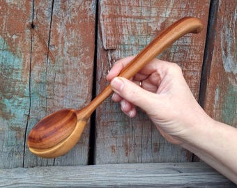 Handmade wooden sauce ladle Gravy spoon Rustic kitchen utensil Soup spoon