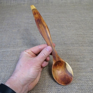 Large handmade plum wooden serving spoon/ Decorative wooden spoon/Hand-carved wooden spoon/ Wooden round spoon /Wooden kitchen spoon