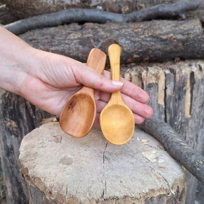 AUEAR, 10 Pack Mini Wooden Scoops for Bath Salts Candy Scoop