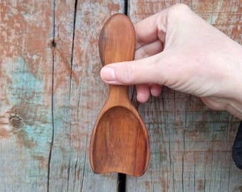 Small pear wood hand carved scoop for the kitchen 6.2”
