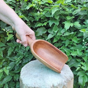Pear wood hand carved scoop for the kitchen 9.4”