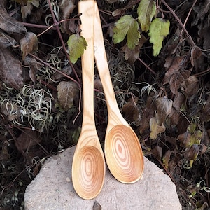Large mixing ash wood spoon/A set of handmade wooden spoons/Bushcraft wood spoons/Camping wooden spoons/Hand carved wood spoon