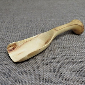 Petite cuillère en bois à grains/farine/sucre/riz Boule rustique sculptée à la main