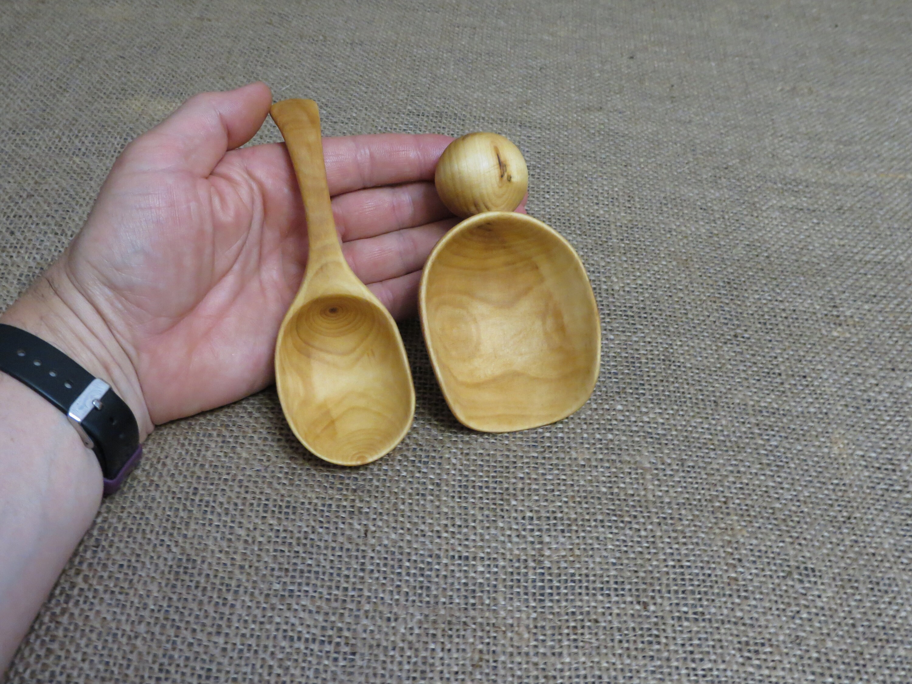 Set of wooden scoops Spice scoop Wooden scoop Hand carved Etsy