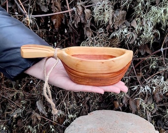 Handmade apple wood kuksa mug Scandinavian viking camping cup