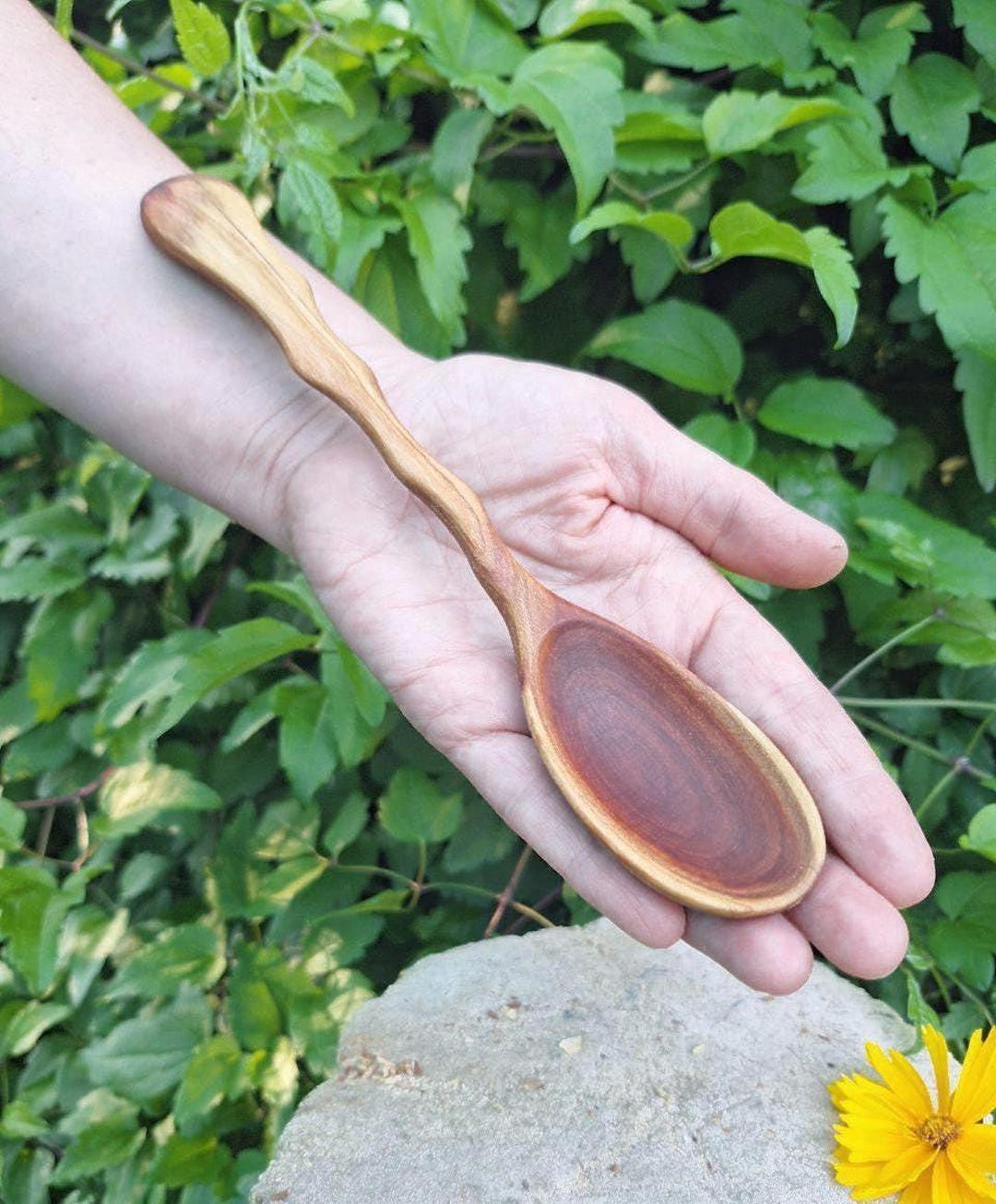 Wicker Rocking Spoon Serving Hand Carved Wooden Spoon Camping Wooden Spoon Bushcraft Wood ...