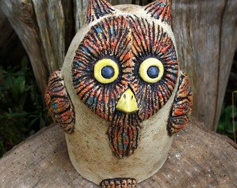 Ceramic owl owl sculpture small long-eared owl frost-resistant garden ceramics