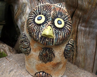 Ceramic owl owl sculpture small long-eared owl frost-resistant garden ceramics