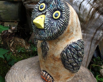 Ceramic work owl sculpture handmade ceramic owl frost-resistant ceramic sculpture for the garden