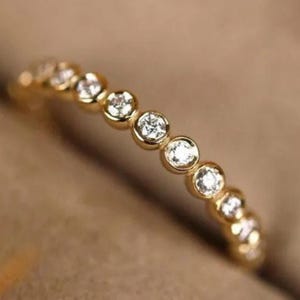 1.5 MM Full Eternity Full Bezel Set Wedding Band Colorless Round Brilliant Cut Moissanite Anniversary Band Matching Band For Engagement Ring