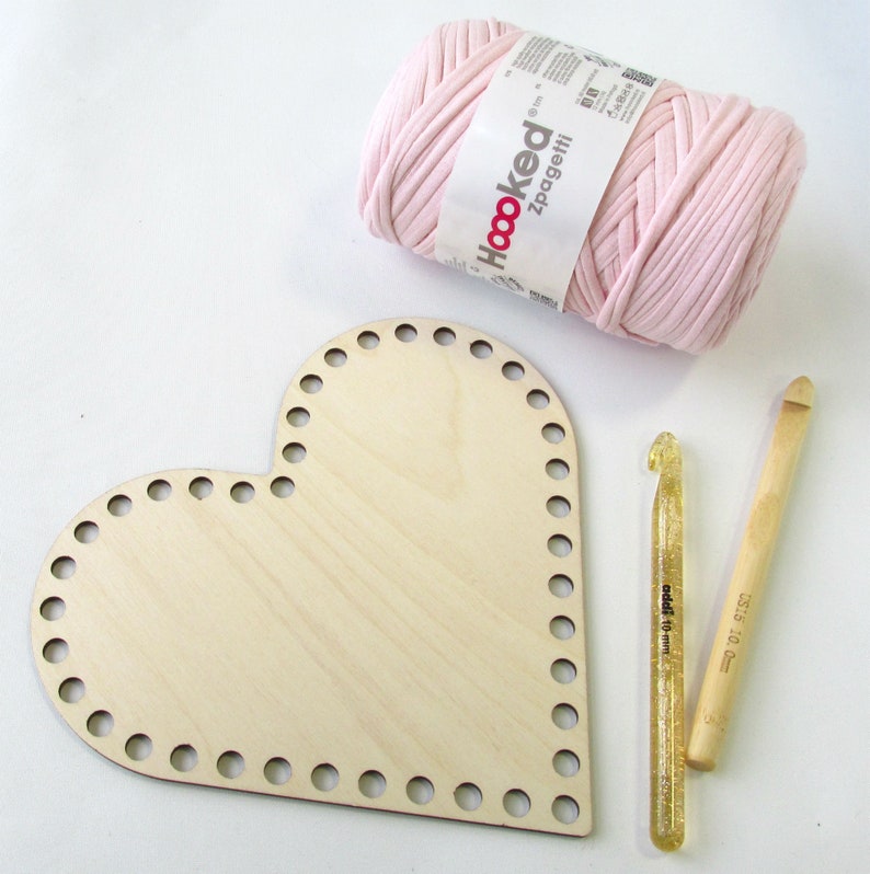 t-shirt yarn and rectangular wooden base for crochet basket 1 pc. choose Your colour DIY kit