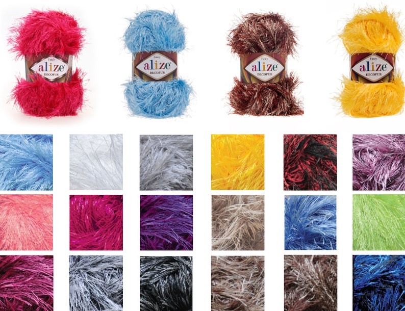 Long eyelash yarn 100g/3.53 oz faux fur Alize Decofur 1 Etsy
