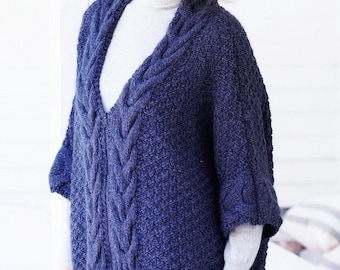 V-Neck Oversized Womens Jacket Knitting Pattern PDF knitting pattern instant download