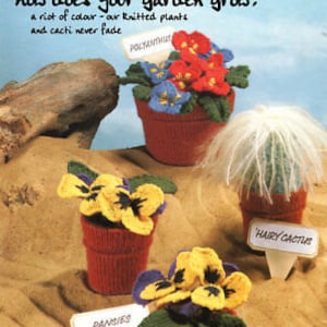 Plantes en pot tricotées et cactus cadeau insolite ~ modèle de tricot DK