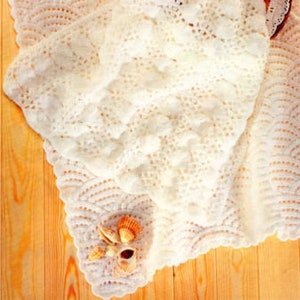 Scallops & Sea Shell Motif Baby Blankets DK Knitting Pattern