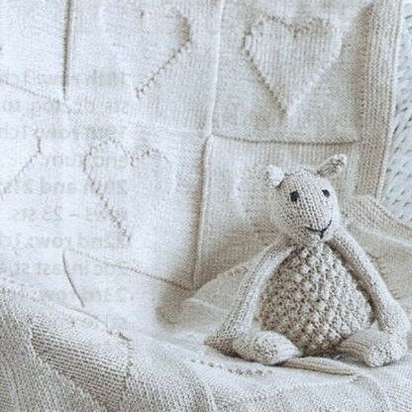 Heart Motif Baby Blanket & SheepToy - Baby Cashmerino Knitting Pattern