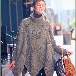 Celtic Knot Womans Poncho One Size DK Wool - Knitting Pattern