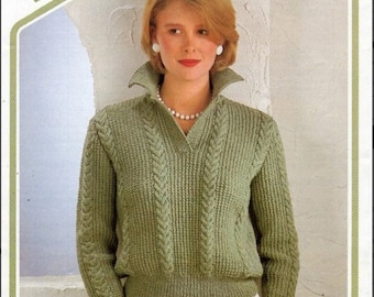 Woman Ladies Cable Rib Collar 32 "- 38" ~ DK Light worsted 8ply Knitting Pattern PDF Instant download