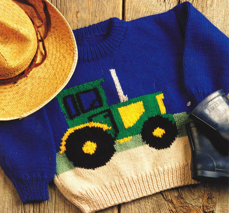ADORABLE Tractor Farm Sweater Baby Children Knitting Pattern Etsy Canada